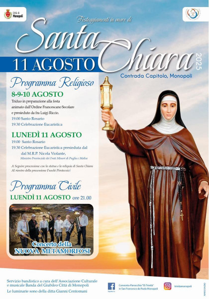 festa di Santa Chiara d’Assisi al Capitolo: una serata di festa tra spiritualità e divertimento