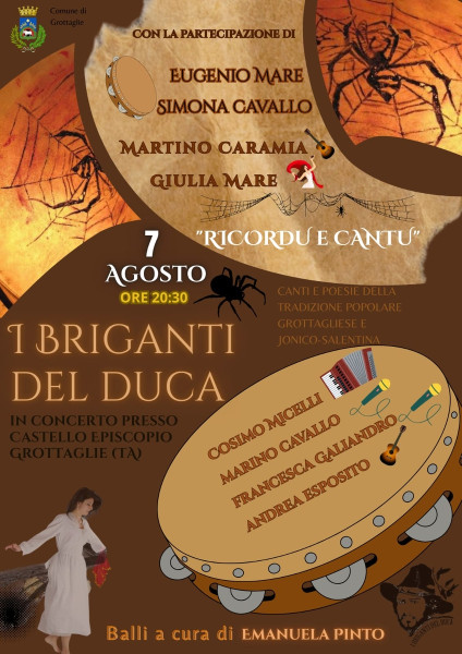 RICORDU E CANTU Pizzica e musica popolare con "i Briganti del Duca", i "Controtempo" e amici
