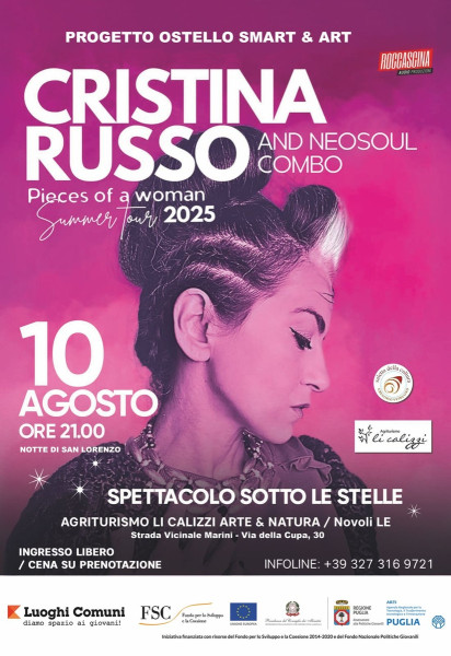 Concerto Cristina Russo & Neo Soul "Pieces of a Woman", domenica 10 Agosto a Novoli