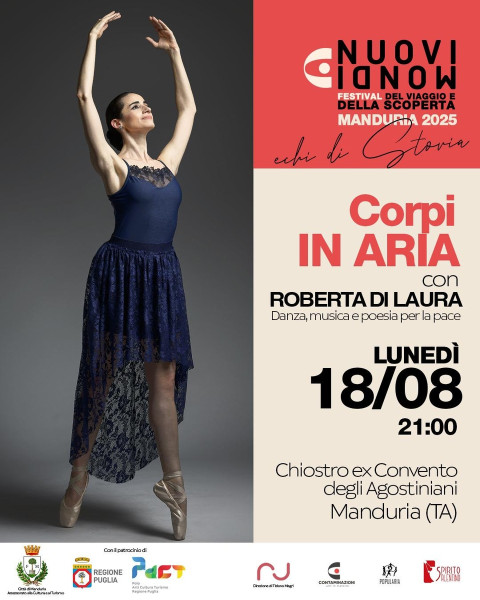 "Corpi in Aria" con Roberta Di Laura, per il Nuovi Mondi Festival lunedì 18 agosto a Manduria