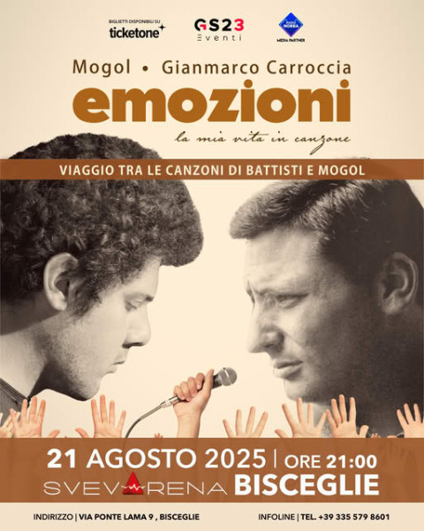 Alla Svevarena arriva Mogol con Gianmarco Carroccia e il loro “Emozioni”