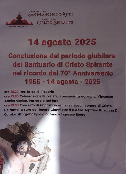 Concerto per soprano, tenore e organo per la chiusura dell'anno giubilare di Cristo Spirante