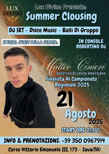 21 Agosto: la notte magica del Summer Closing al Lux Divino