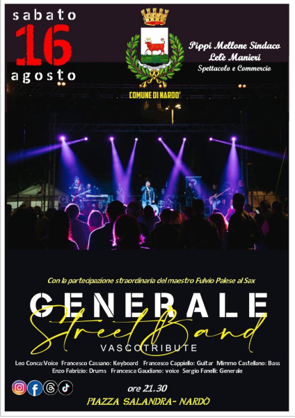 Emozioni D’estate a Nardò: 16 Agosto, Concerto Generale Street Band