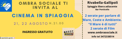Ombra Sociale CINEMA IN SPIAGGIA  ingresso libero e gratuito