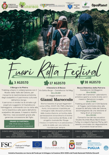 Castelluccio Valmaggiore, Gianni Maroccolo in concerto al Fuori Rotta Festival. In scena Il Sonatore di Basso