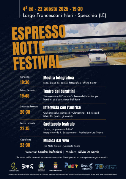 "Espresso Notte Festival", la IV Edizione con la Scrittrice Giuliana Salvi e il Teatro di Fabrizio Saccomanno