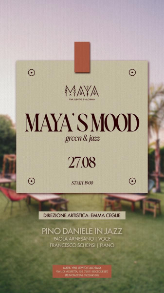 MAYA’S MOOD Green&Jazz presenta: PINO DANIELE IN JAZZ con Paola Arnesano e Francesco Schepisi