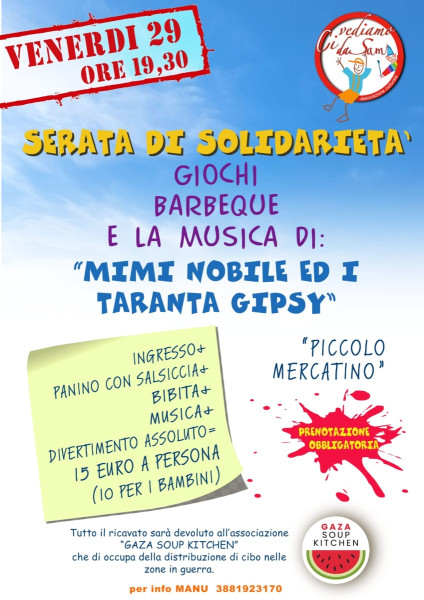 Serata di solidarietà, giochi, barbecue e musica popolare con Mimì Nobile e i Taranta Gypsy