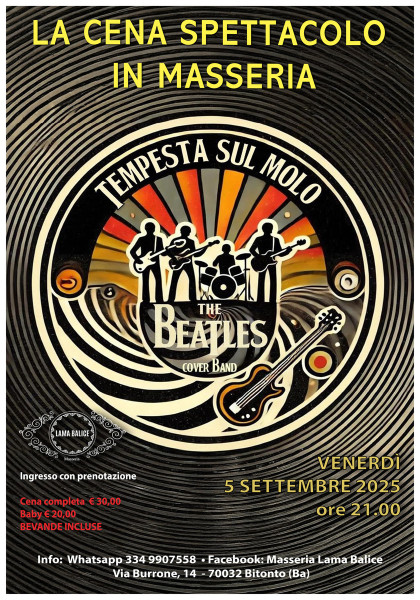 Tempesta sul Molo - The Beatles Cover Band - Cena Spettacolo in masseria