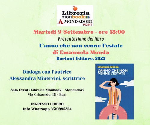 Emanuela Monda presenta il suo romanzo L'ANNO CHE NON VENNE L'ESTATE