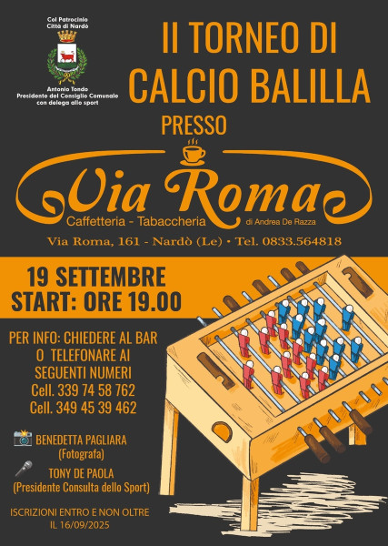 Al via a Nardò il torneo di calcio balilla sport e divertimento nella nuova sala di via Roma