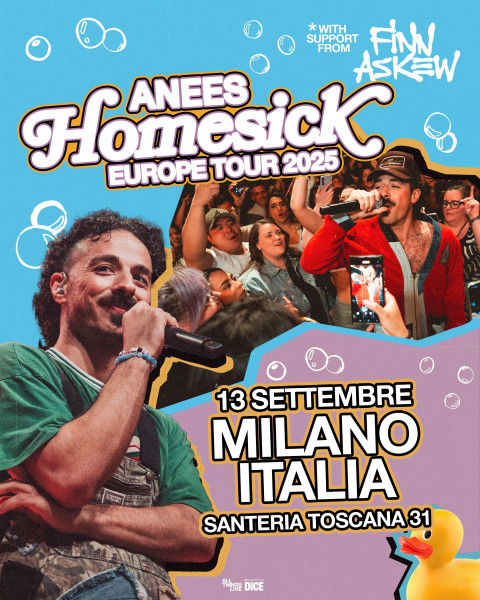 Anees, l'artista Palestinese-Americano torna in Italia per un'unica data, il 13.09 Santeria Toscana 31, Milano