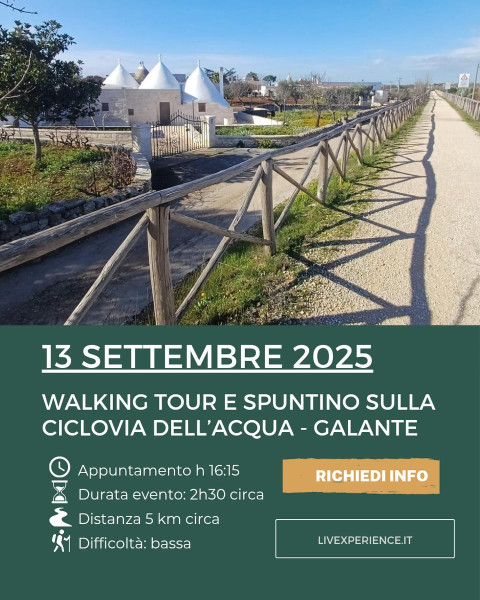 WALKING TOUR SULLA CICLOVIA DELL'ACQUA