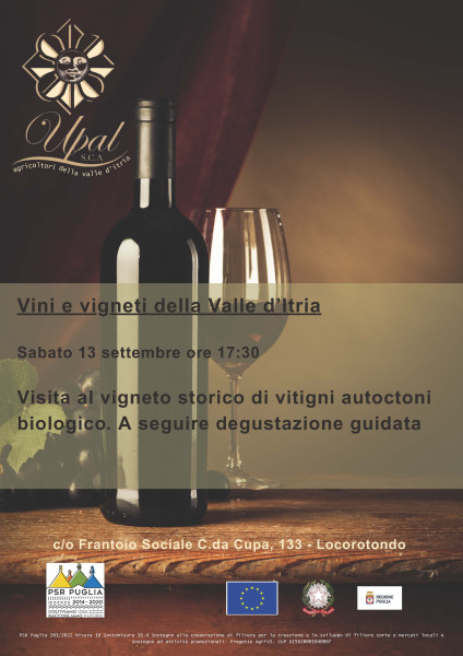 Vini e vigneti della Valle d'Itria. Si replica Sabato 13 settembre Locorotondo