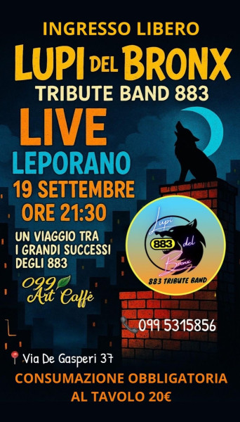 Fine Estate in musica: Lupi del Bronx tributo agli 883 al 099 Art Caffè di Leporano