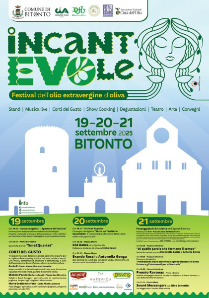 A Bitonto la prima edizione di IncantEVOle  Festival dell’Olio Extravergine di Oliva