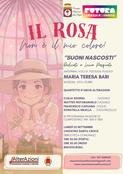 "Il Rosa non è il mio colore": musica e poesia per la parità con AlterAzioni