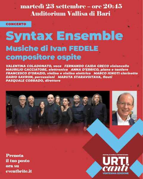 SYNTAX ENSEMBLE Musiche di Ivan FEDELE compositore ospite