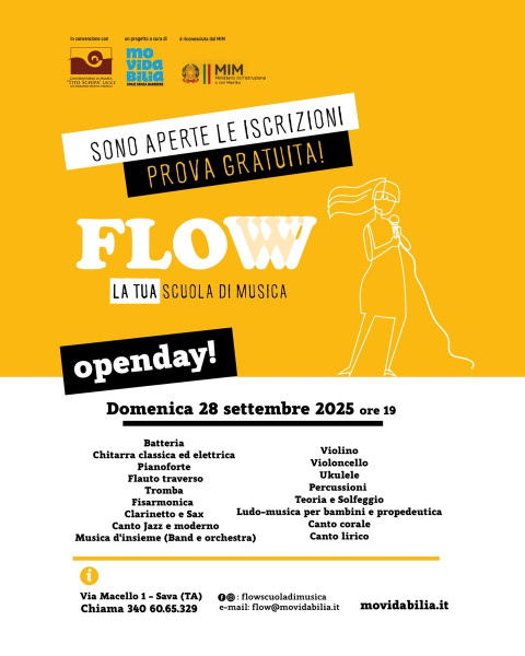 Open Day Flow scuola di musica teatro