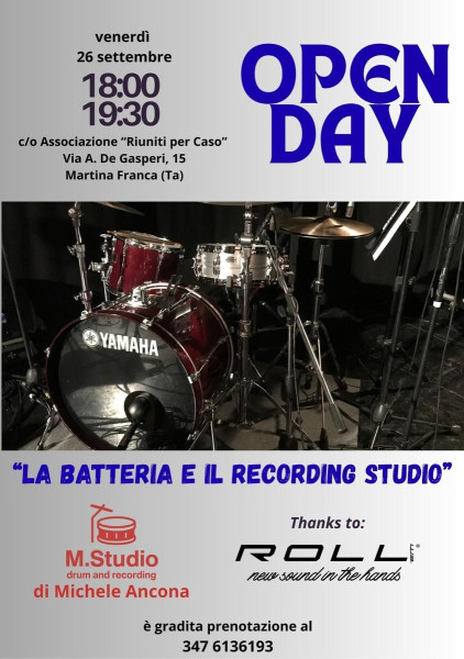Open Day  La Batteria e il Recording Studio