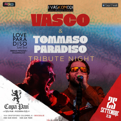 Vasco Rossi & Tommaso Paradiso tribute night a Bisceglie