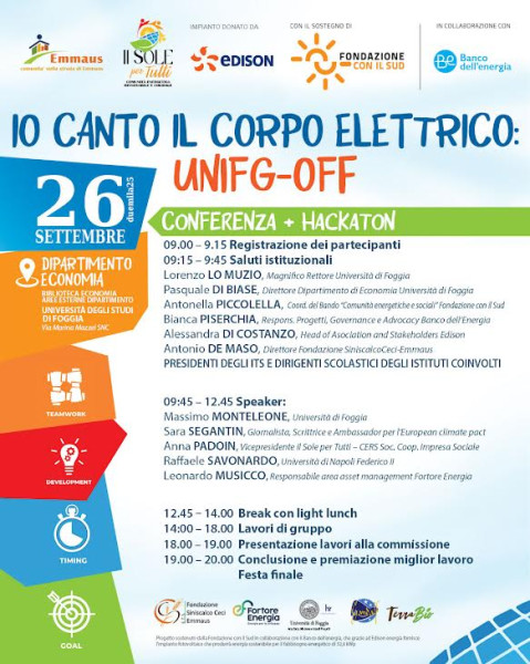 Venerdì 26 settembre, "Io canto il corpo elettrico", Dip. di Economia, UniFg