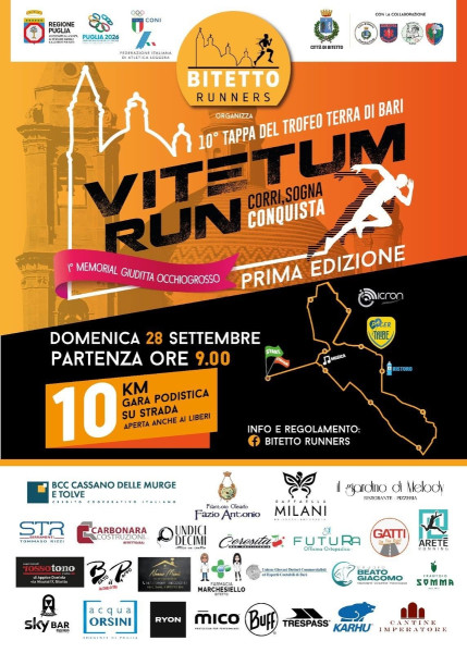 Vitetum Run  Bitetto, 28 settembre   10ª tappa del Trofeo Terra di Bari