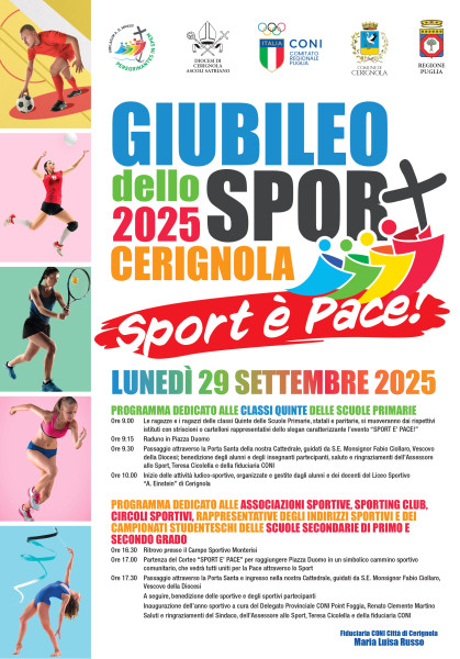 Giubileo dello Sport, Definito il Programma della Manifestazione a Cerignola
