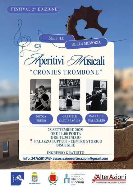 I Cronies Triombone per l'evento conclusivo degli "Aperitivi Musicali" di AlterAzioni