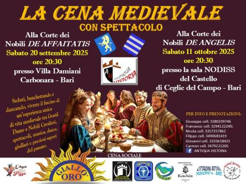 LA CENA MEDIEVALE - Alla Corte dei Nobili DE AFFAITATIS e alla Corte dei Nobili DE ANGELIS