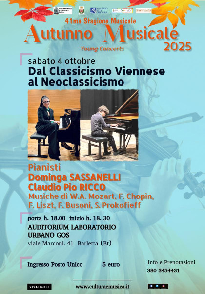 Dal classicismo al romanticismo, tra emozione e virtuosismo: un viaggio musicale con Dominga Sassanelli e Claudio Pio Ricco
