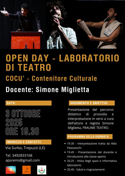 OPEN DAY - Laboratorio di teatro a cura di Simone Miglietta