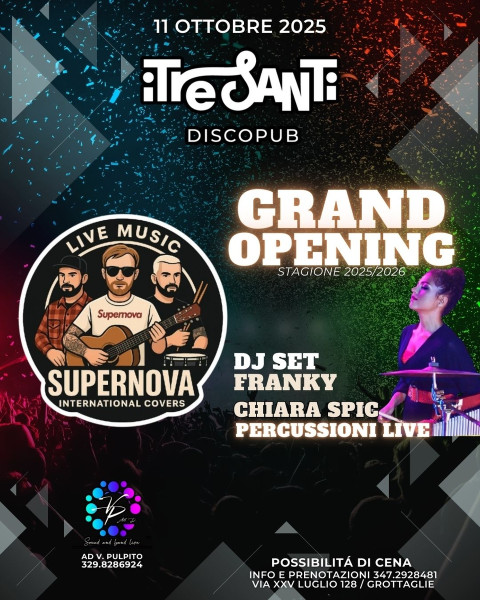 INAUGURAZIONE Stagione live con i Supernova e dj set