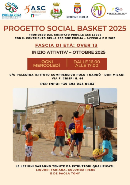 A NARDO' RIPARTE IL PROGETTO SOCIAL BASKET