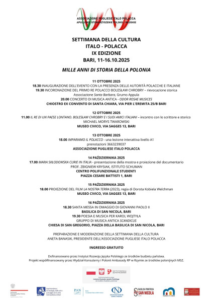 SETTIMANA DELLA CULTURA ITALO-POLACCA