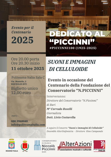 AlterAzioni omaggia il "Piccinni" con il cinema e la musica da film
