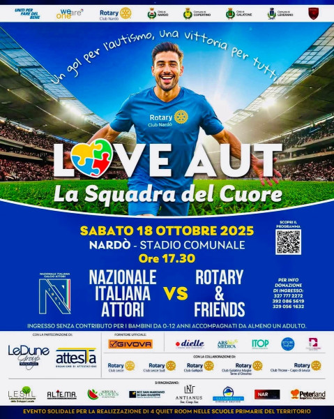 NAZIONALE CALCIO ATTORI A NARDÒ PER LOVE AUT: SPORT SOLIDARIETÀ E INCLUSIONE