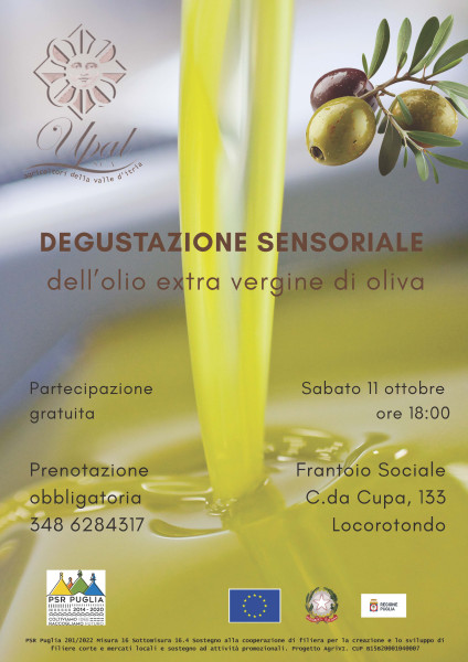 Degustazione sensoriale dell'olio extra vergine di oliva. 11 ottobre Locorotondo