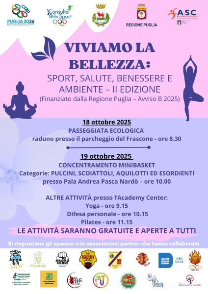 VIVIAMO LA BELLEZZA A NARDO' LA SECONDA EDIZIONE DI SPORT SALUTE BENESSERE E AMBIENTE