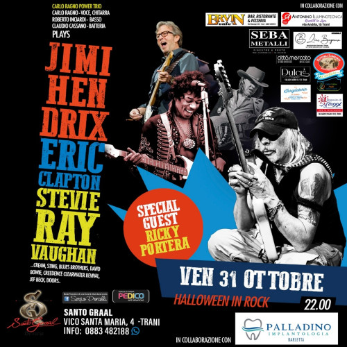 Halloween in rock - Carlo Ragno trio live a Trani Santo Graal special guest Ricky Portera storico chitarrista di Lucio Dalla e fondatore degli Stadio