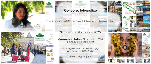 Concorso fotografico per il calendario 2026 del Fotoclub Murgia e di Murgia Enjoy