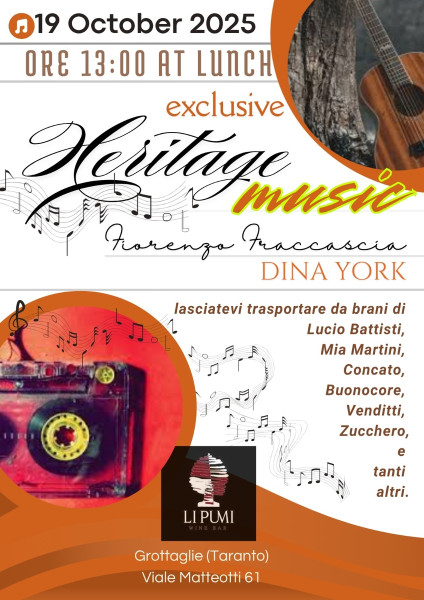 HERITAGE MUSIC. Il meglio della musica italiana dal vivo