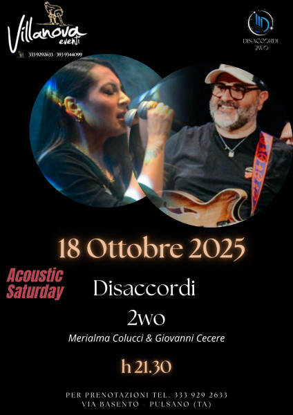 ACOUSTIC SATURDAY    DISACCORDI 2wo - Merialma Colucci & Giovanni Cecere