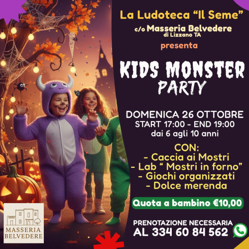 KIDS MONSTER PARTY - Caccia, Cucina, giochi e merenda da paura