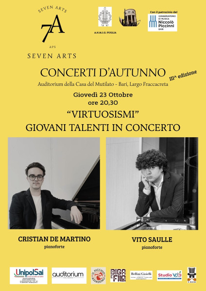 Giovani pianisti protagonisti ai Concerti d’Autunno della Seven Arts