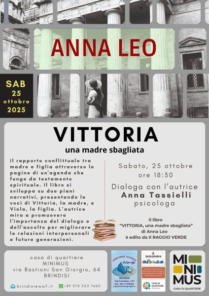 Anna Leo presenta il suo libro a Brindisi. Un viaggio introspettivo nel rapporto fra madre e figlia.