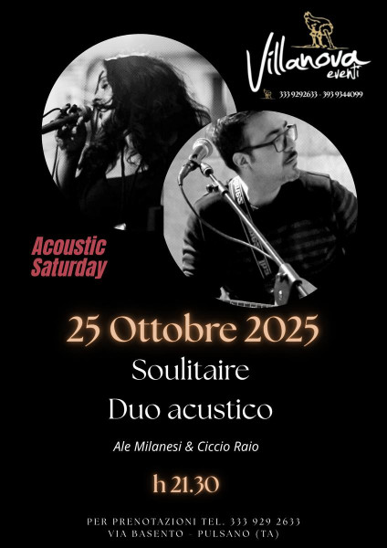 ACOUSTIC SATURDAY DINNER - SOULITAIRE DUO