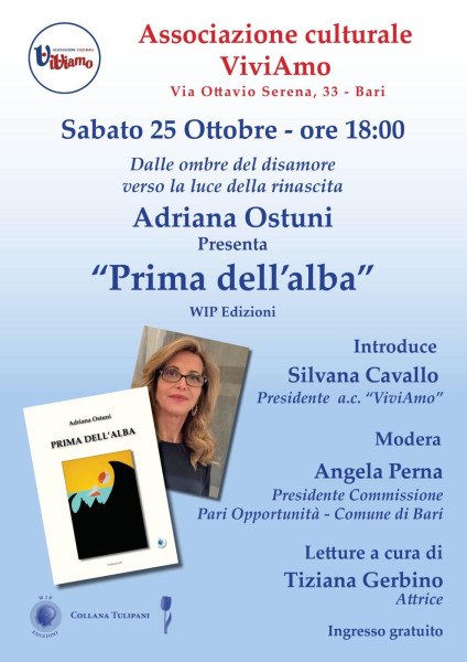 Adriana Ostuni presenta il suo romanzo “Prima dell’Alba”