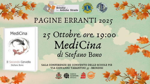 Pagine Erranti 2025: 25 ottobre presentazione del libro MediCina di Stefano Bono